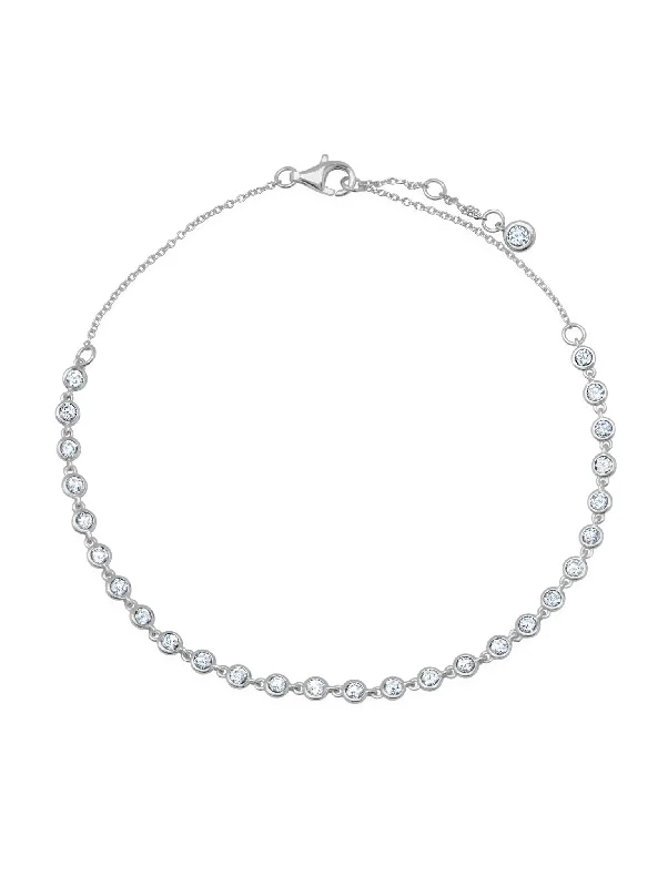 Fancy Bezel Anklet in Platinum