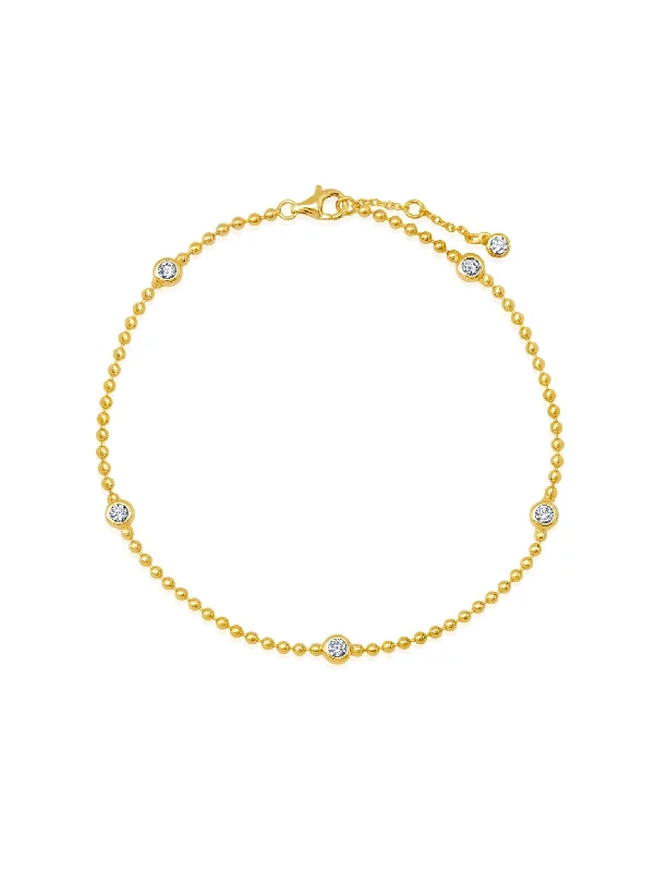 Bezel Ball Anklet in Gold