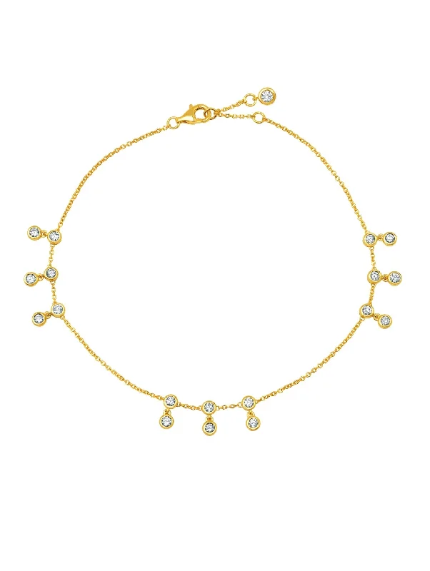 Tri Bezel Anklet in Gold