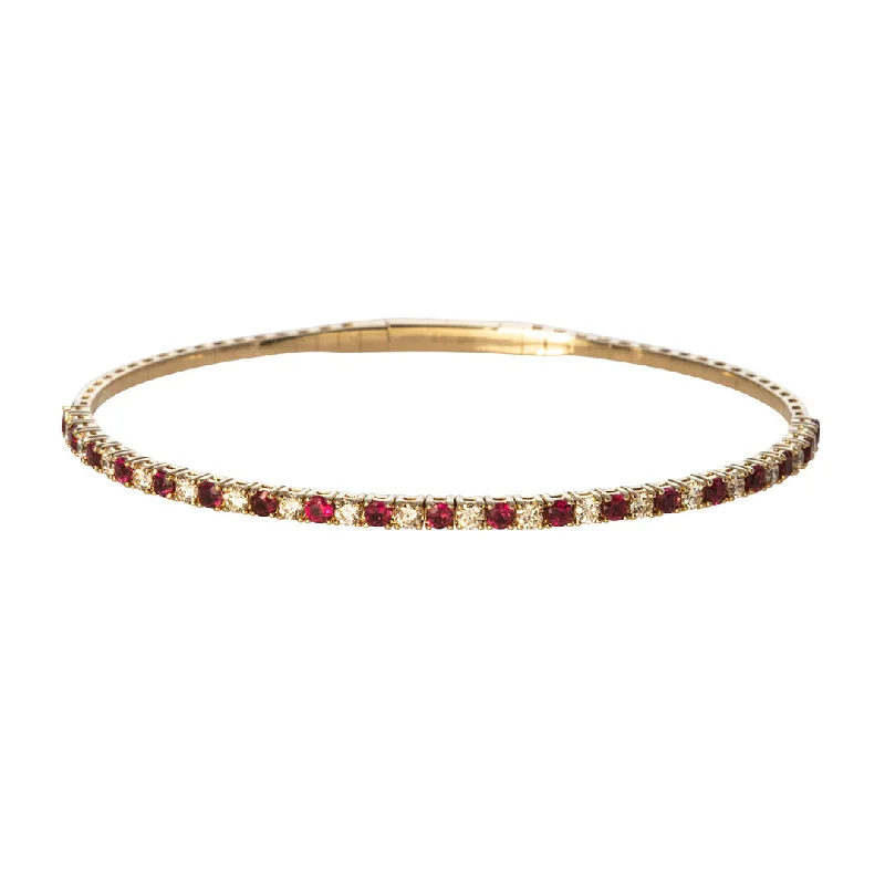 Ruby & Diamond 14K Yellow Gold Flexible Bangle