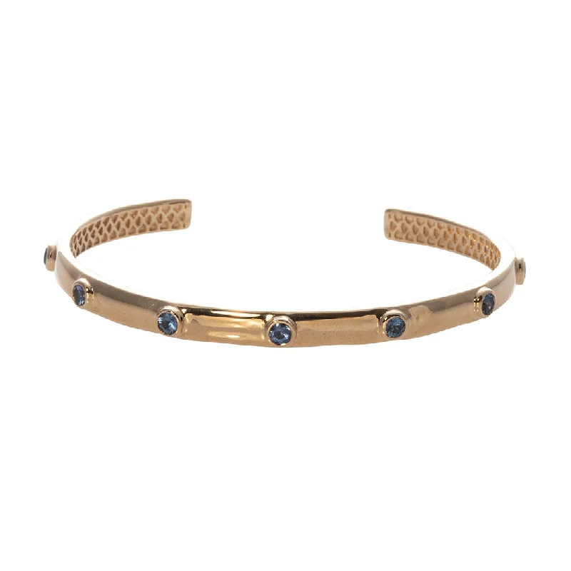 Sapphire 14K Yellow Gold Cuff Bangle