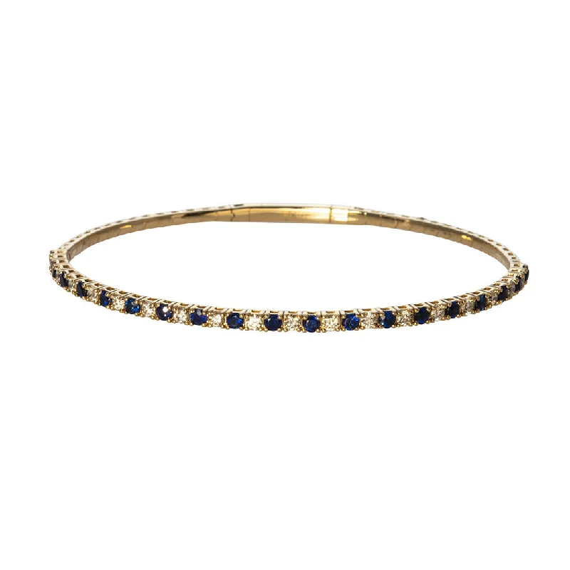 Sapphire & Diamond 14K Yellow Gold Flexible Bangle