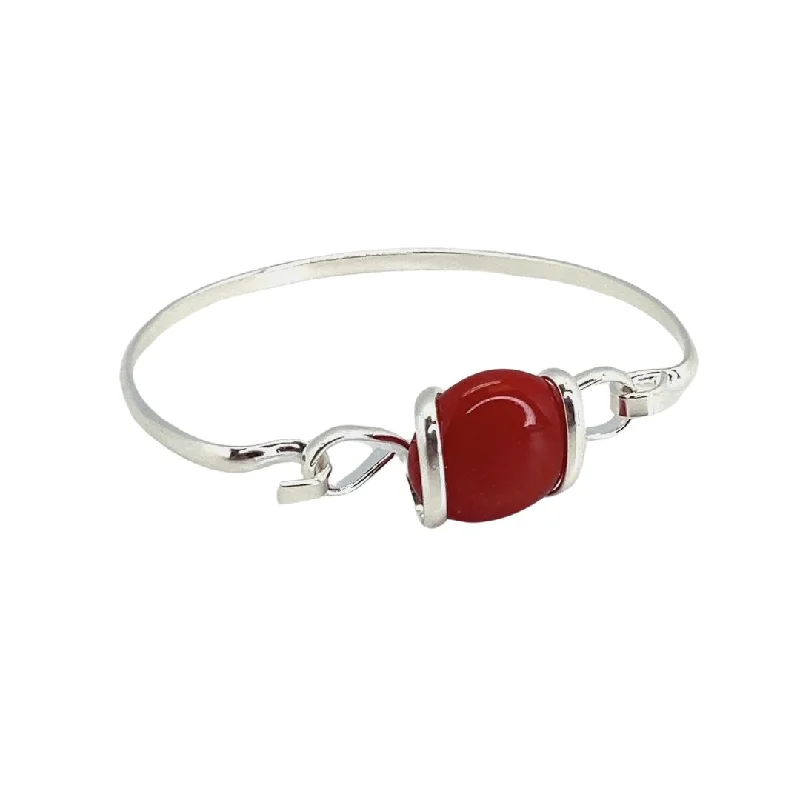 Silver Plated Shiny Glass Bangle