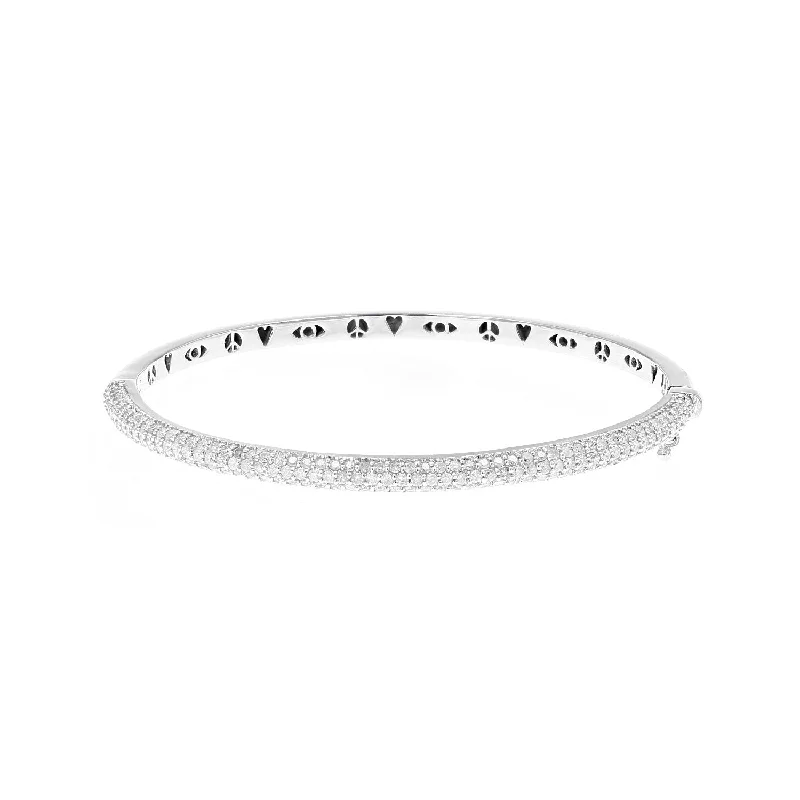 Skinny Silver Hinged Bangle with Icon Gallery