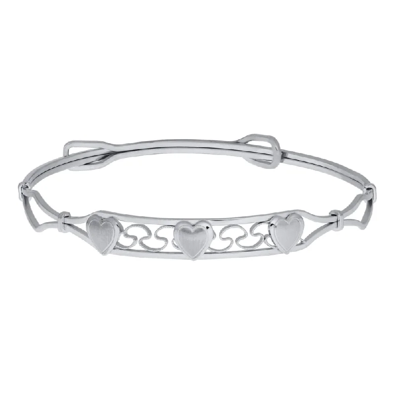 Sterling Silver Adjustable Children's Bangle with Hearts