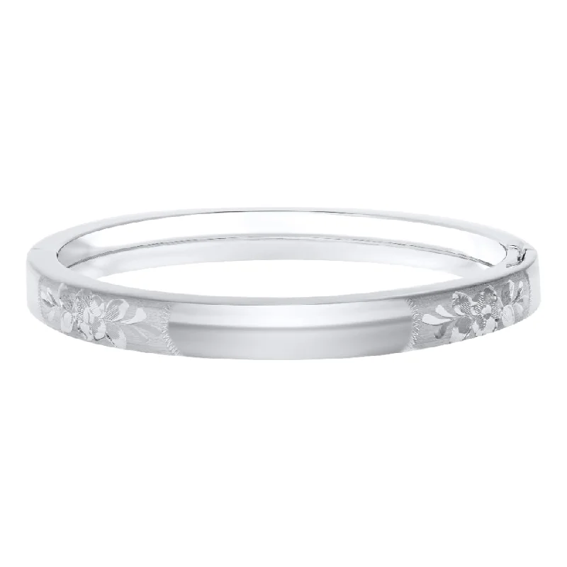 Sterling Silver Baby Bangle with Floral Design