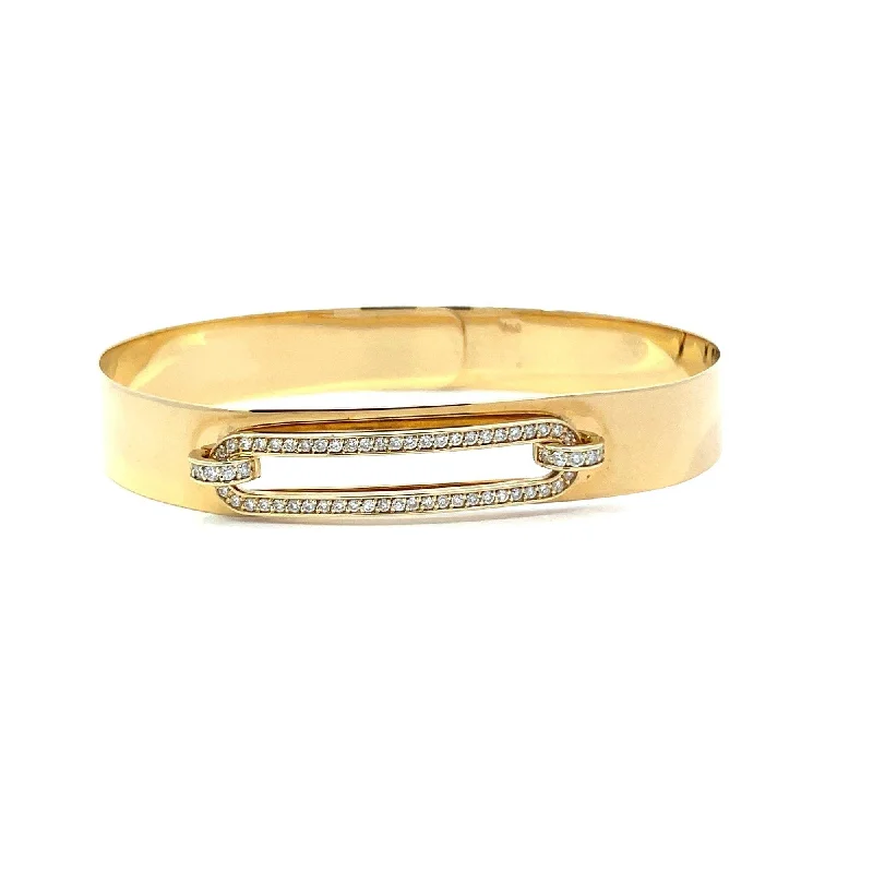 YELLOW GOLD DIAMOND CUFF BANGLE