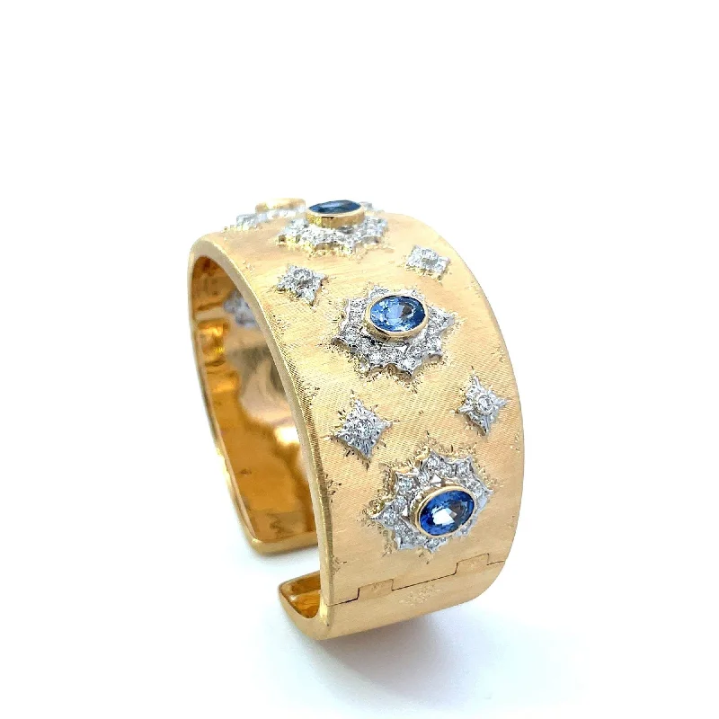 YELLOW GOLD SAPPHIRE & DIAMOND BANGLE