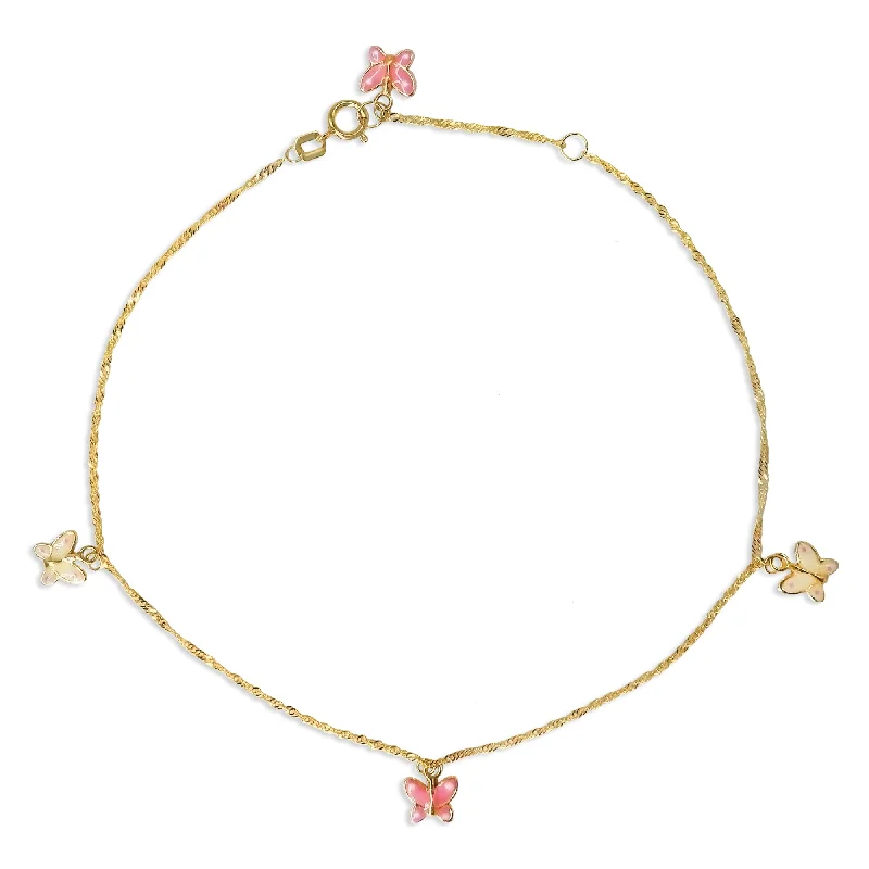 9-10" Enamel Butterfly Anklet