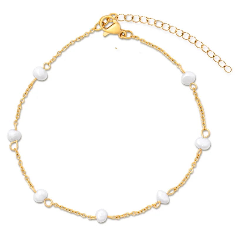 Ellie Vail - Rosette Pearl Chain Anklet