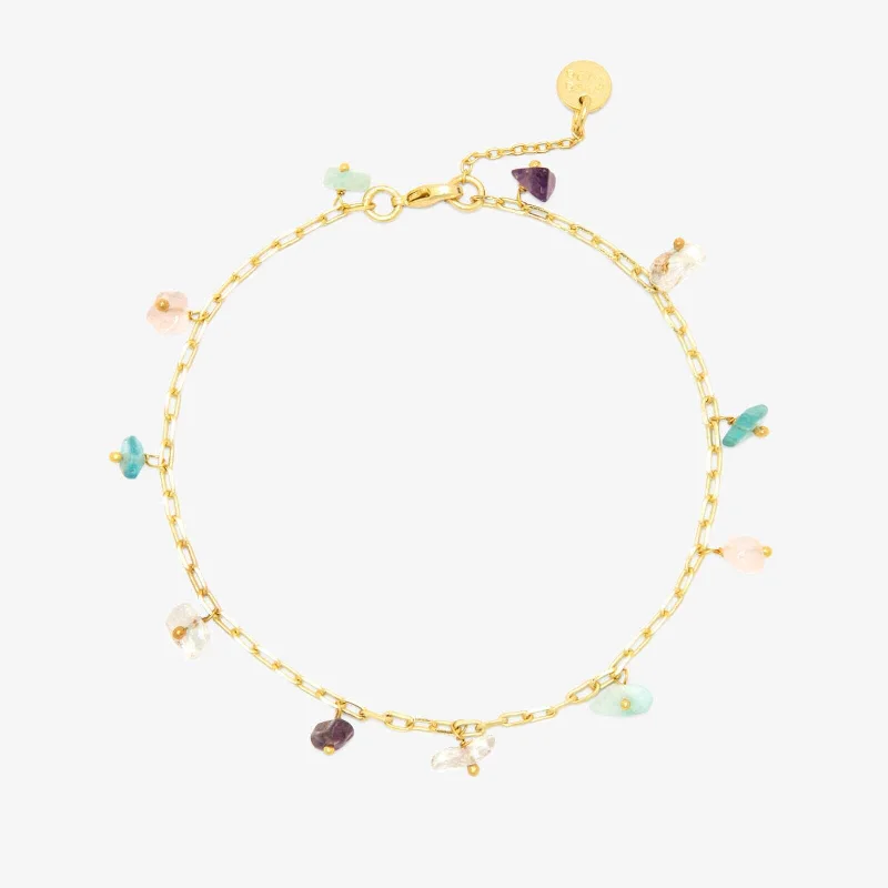 Gemstone Drop Chain Anklet