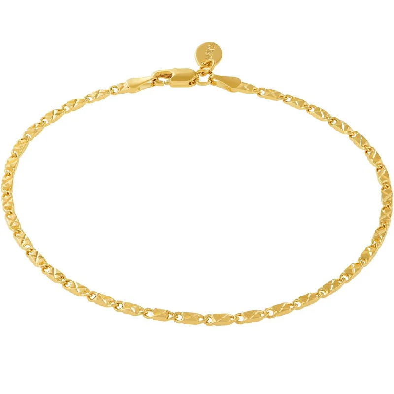 2.5mm Diamond Cut Star Flat Link Anklet