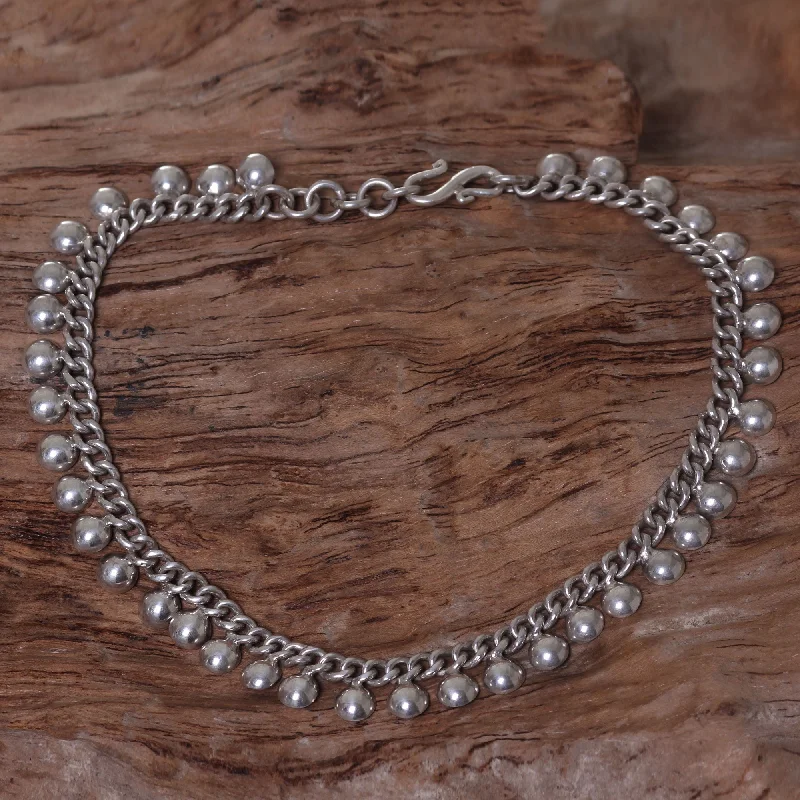 Moonlit Path Silver Adjustable Length Chain Anklet