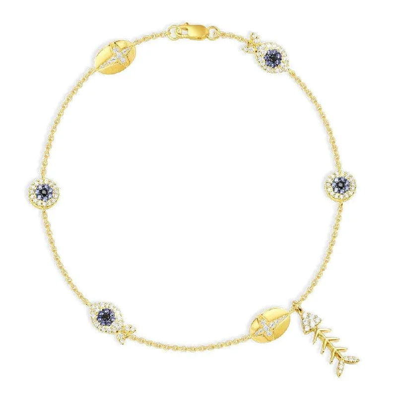 Marine Anklet - Yellow Silver