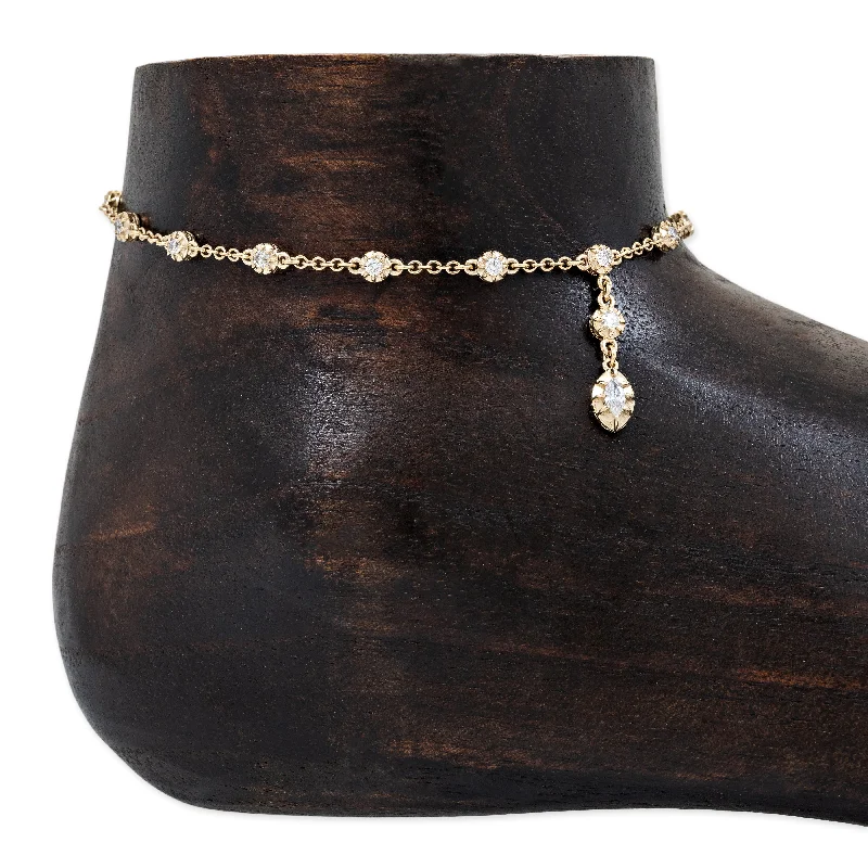 SOPHIA DIAMOND + MARQUISE DROP ANKLET