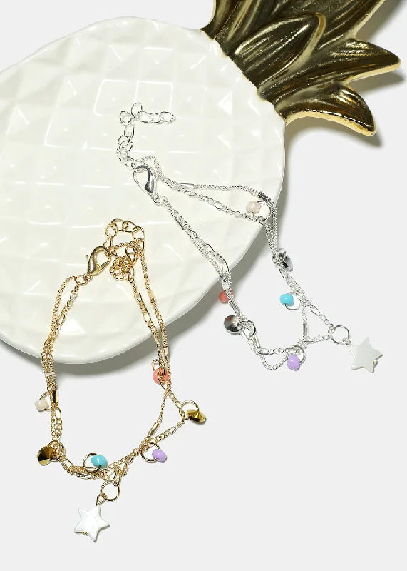 Star and Beads Anklet