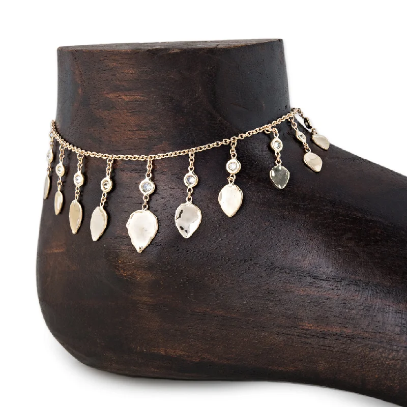 TEARDROP HAMMERED DISC DIAMOND ANKLET