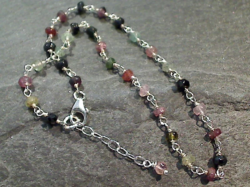 10 - 11" Tourmaline, Sterling Silver Anklet