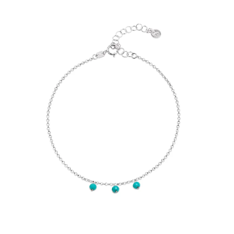 Turquoise Silver Anklet