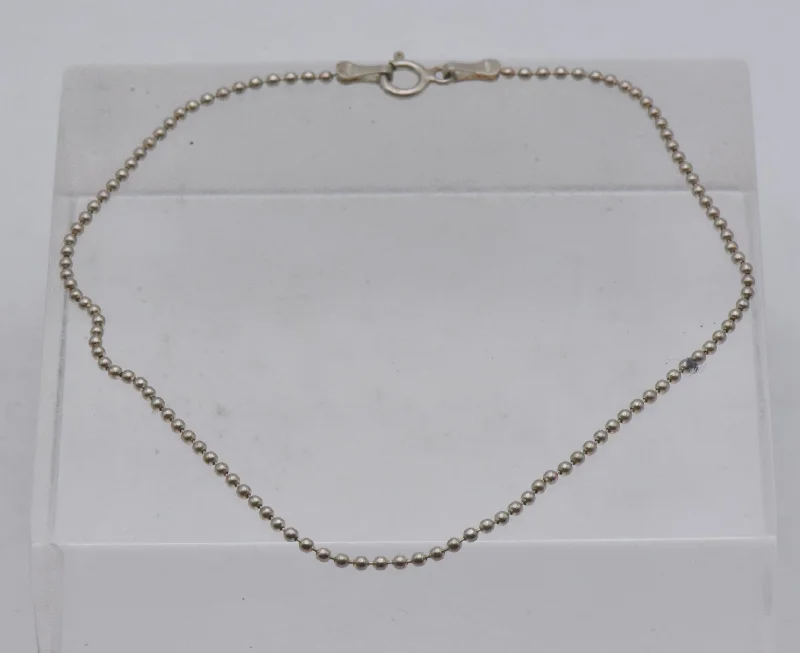 Vintage Sterling Silver Ball Link Chain Anklet - 9.25"